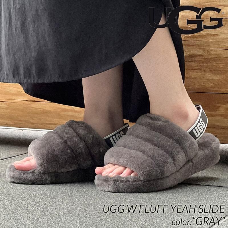 UGG W FLUFF YEAH SLIDE GRAY アグ ウィメンズ フラッフ イヤー ...