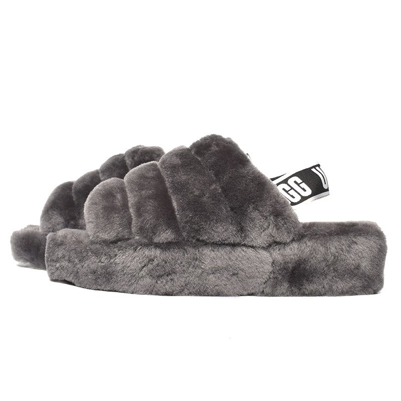 UGG W FLUFF YEAH SLIDE GRAY アグ ウィメンズ フラッフ イヤー