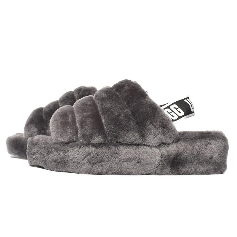 UGG W FLUFF YEAH SLIDE GRAY   եå 䡼 饤 ե  å ǥ ( 졼  1095119 )