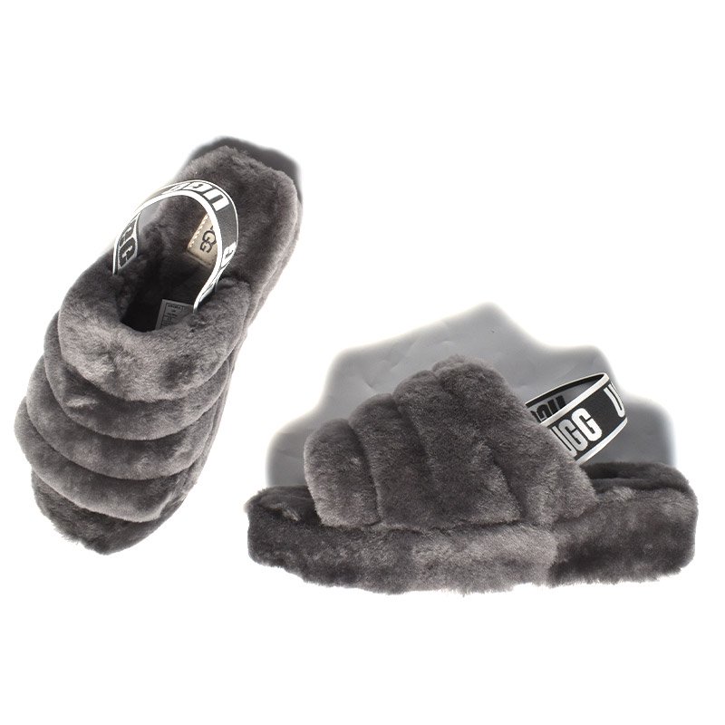 UGG W FLUFF YEAH SLIDE GRAY アグ ウィメンズ フラッフ イヤー