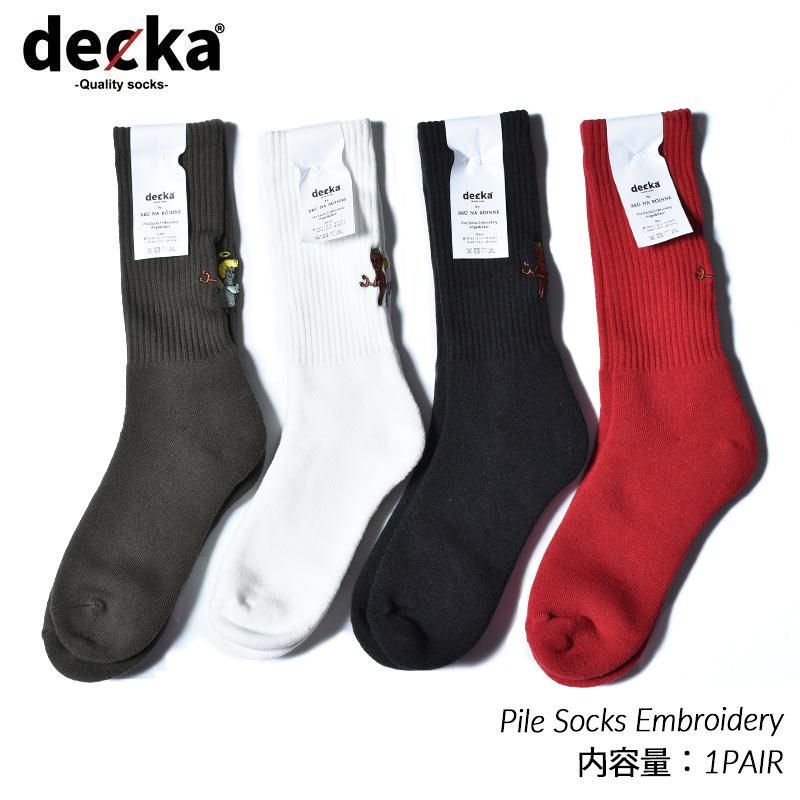 ڥ󥺡decka -quality socks- Pile Socks - Embroidery AngelDevil ǥ ƥ ѥ륽å 硼ȥ󥰥 å 