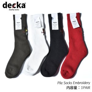 【メンズ】decka -quality socks- Pile Socks - Embroidery Angel＆Devil デカ クオリティー パイルソックス ショートレングス ソックス 靴下