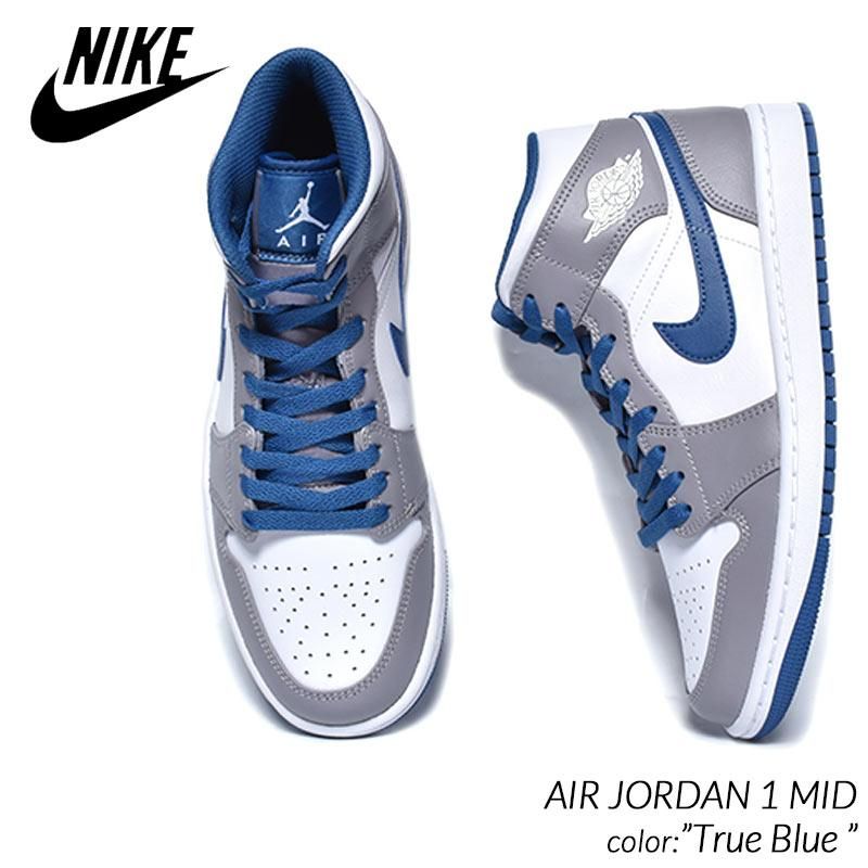 NIKE AIR JORDAN 1 MID True Blue ナイキ エア ジョーダン 1 ミッド スニーカー ( グレー 灰色 青 ブルー  トゥルーブルー メンズ DQ8426-014 ) - 海外限定 日本未発売 希少モデル スニーカー ショップ シューズ 大阪 北堀江  プレシャスプレイス【