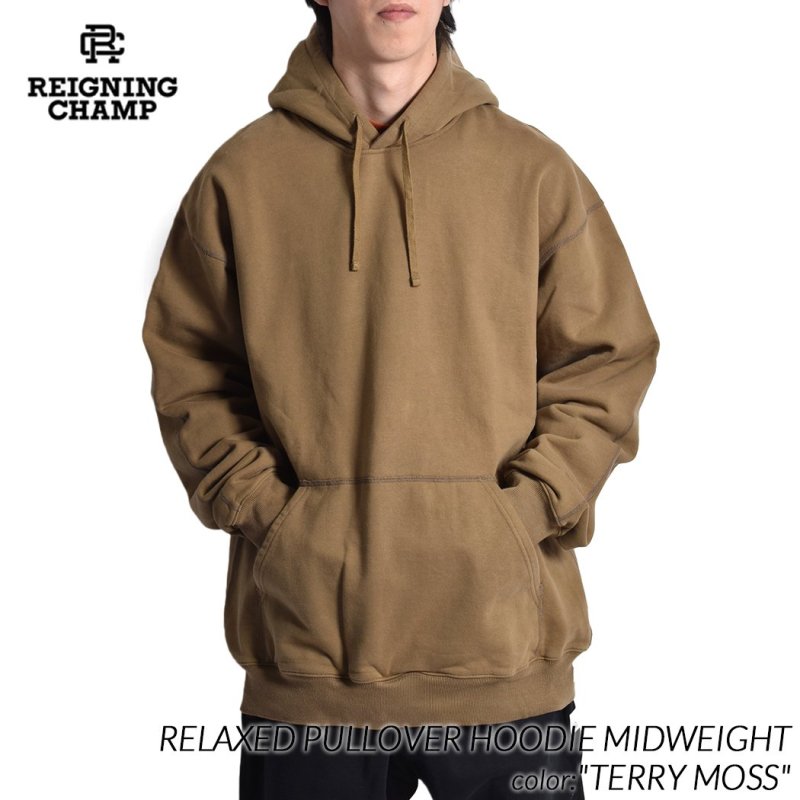 REIGNING CHAMP RELAXED PULLOVER HOODIE MIDWEIGHT TERRY MOSS 