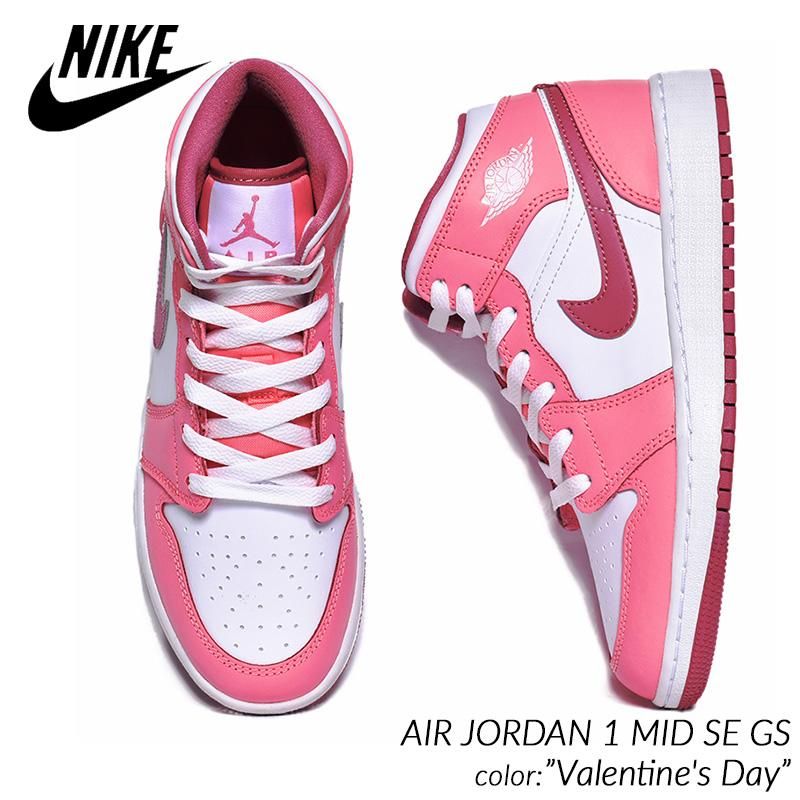 NIKE AIR JORDAN 1 MID SE GS Valentine's Day ナイキ エアジョーダン ミッド スニーカー ( ピンク 白  レディース ウィメンズ DQ8423-616 ) - 海外限定 日本未発売 希少モデル スニーカー ショップ シューズ 大阪 北堀江  プレシャスプレイス【 IMPORT SHOES