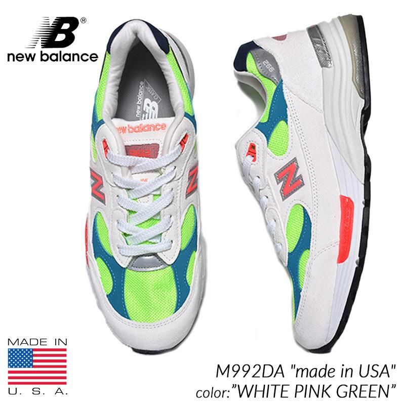 NEW BALANCE M992DA made in USA WHITE PINK GREEN ニューバランス スニーカー ( 白 ホワイト  ピンク 緑 990 993 996 メンズ ) - 海外限定 日本未発売 希少モデル スニーカー ショップ シューズ 大阪 北堀江  プレシャスプレイス【 IMPORT