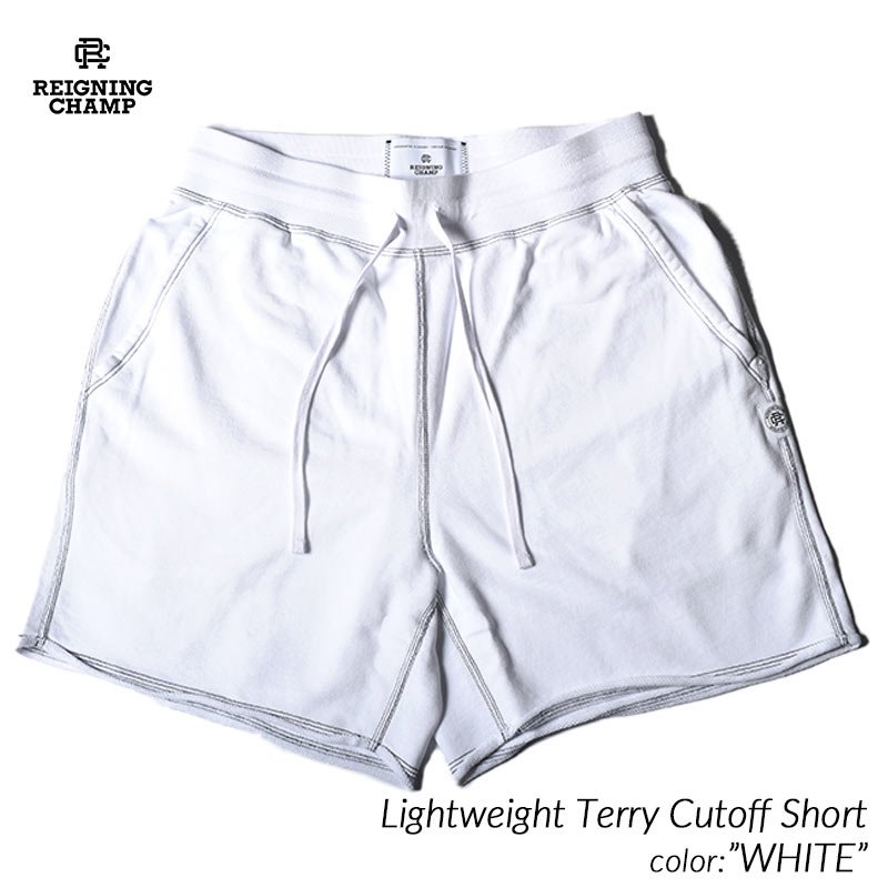 REIGNING CHAMP Lightweight Terry Cutoff Short WHITE レイニング