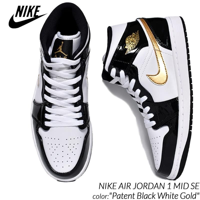 Air jordan 1 cheap mid patent black gold