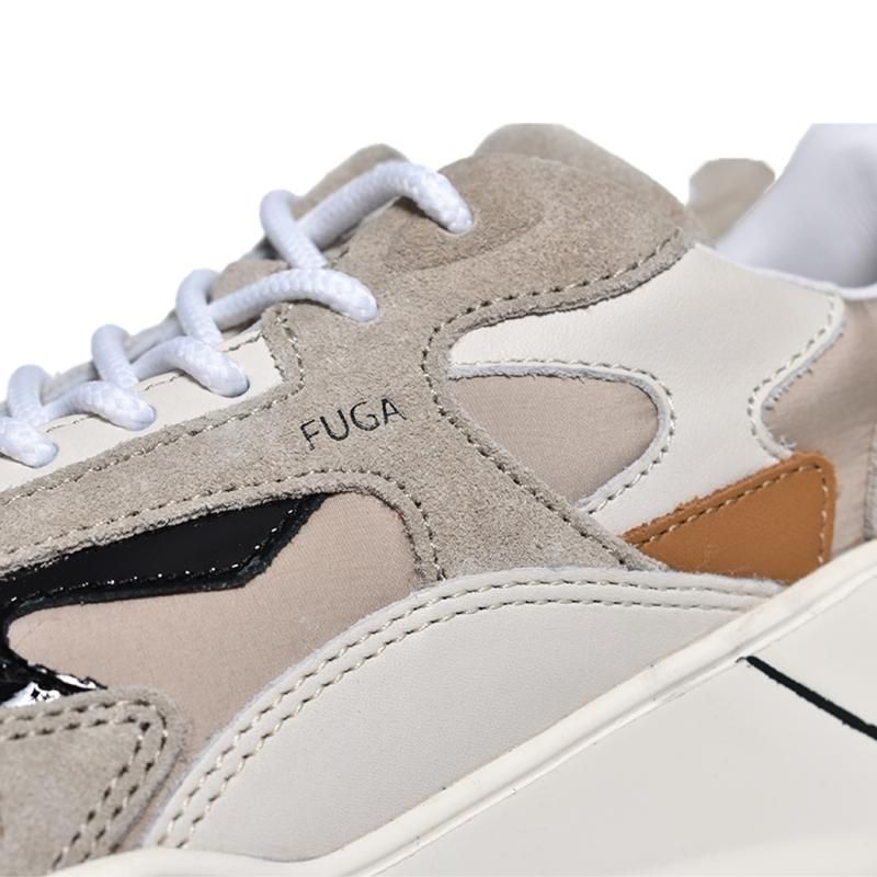 D.A.T.E. FUGA ホワイト ×ベージュ　レース柄スニーカー レディース DATE/デイト FUGA ホワイト×ベージュ×シルバー