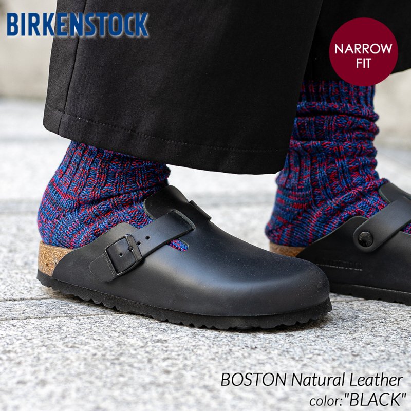 BIRKENSTOCK BOSTON Natural Leather ( NARROW FIT ) BLACK 