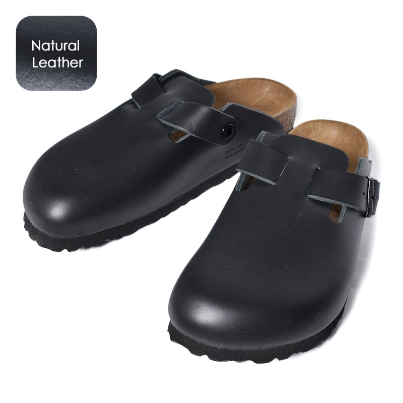 BIRKENSTOCK BOSTON Natural Leather ( NARROW FIT ) BLACK 