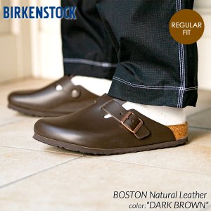 BIRKENSTOCK BOSTON Natural Leather ( REGULAR FIT ) DARK BROWN ビルケンシュトック ボストン レザー メンズ サンダル 茶色 60101