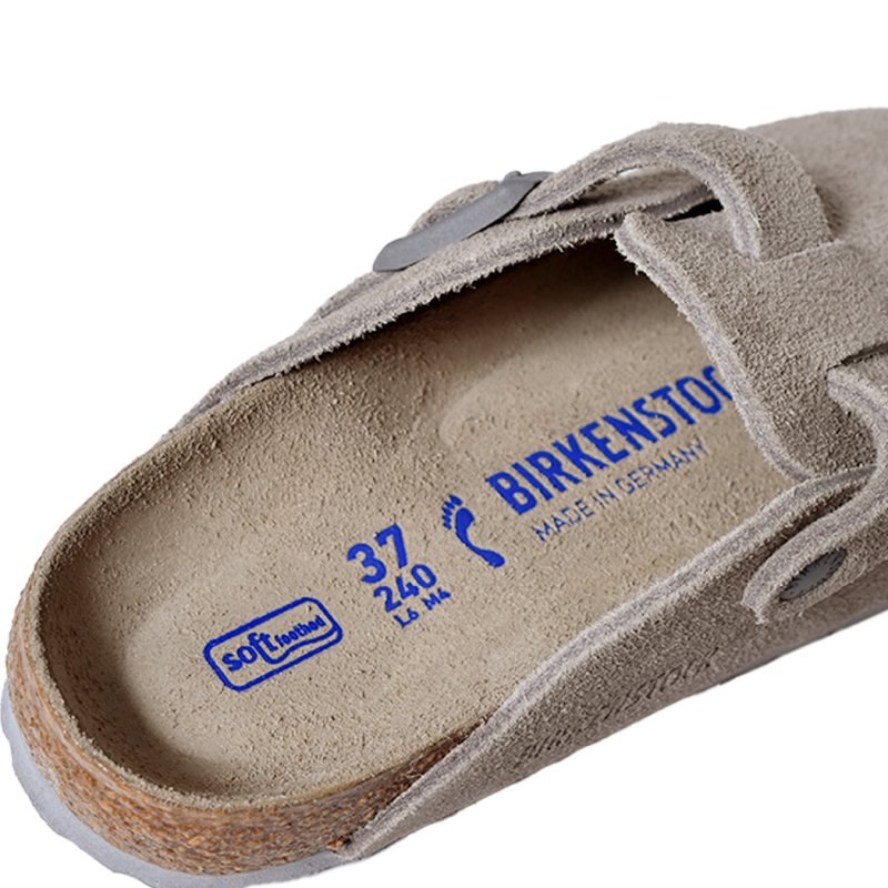 BIRKENSTOCK BOSTON SOFT FOOTBED SUEDE ( NARROW FIT ) STONECOIN 