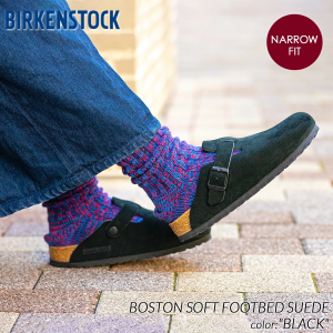 BIRKENSTOCK BOSTON SOFT FOOTBED SUEDE ( NARROW FIT ) BLACK ӥ륱󥷥ȥå ܥȥ  ǥ   660473