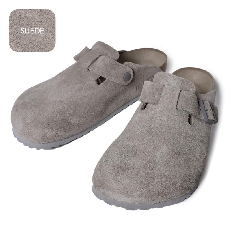 BIRKENSTOCK BOSTON SOFT FOOTBED SUEDE ( REGULAR FIT ) STONE