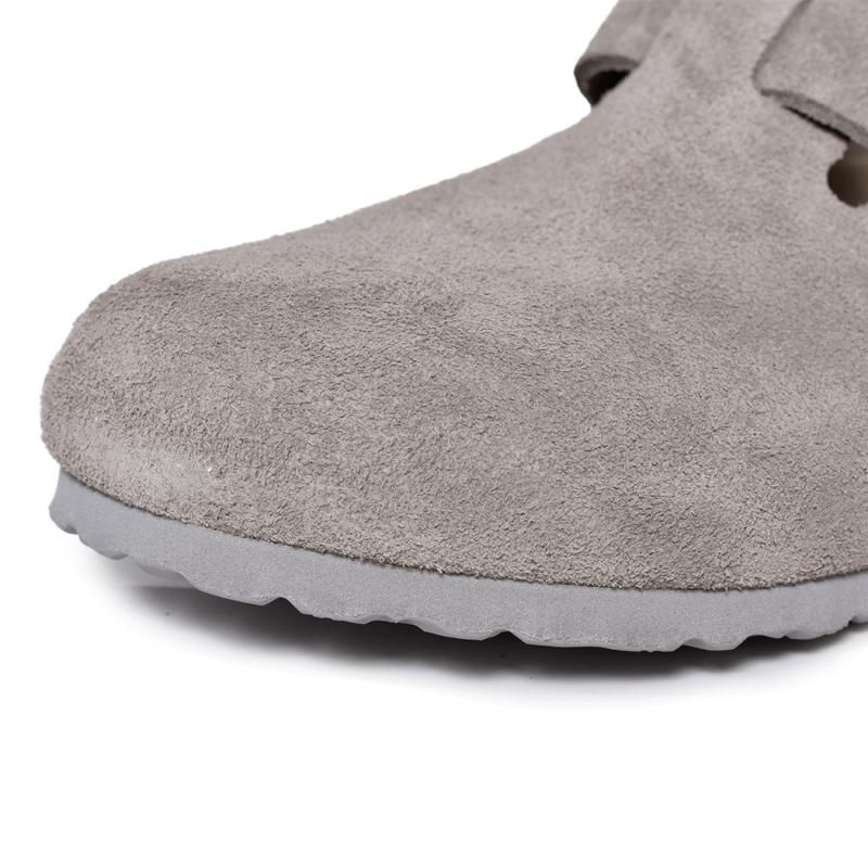 BIRKENSTOCK BOSTON SOFT FOOTBED SUEDE ( REGULAR FIT ) STONE