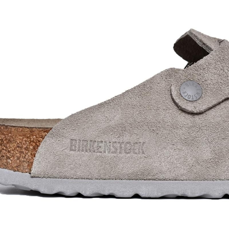 BIRKENSTOCK BOSTON SOFT FOOTBED SUEDE ( REGULAR FIT ) STONE