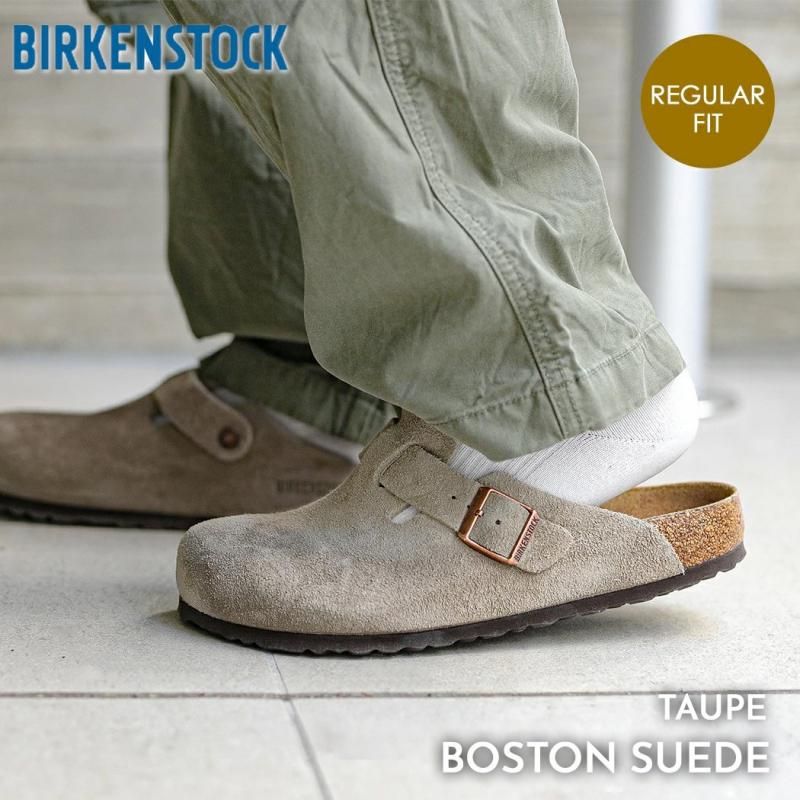 BIRKENSTOCK BOSTON SOFT FOOTBED SUEDE ( REGULAR FIT ) TAUPE