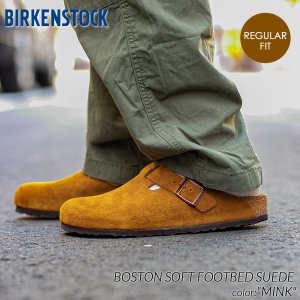 BIRKENSTOCK BOSTON SOFT FOOTBED SUEDE ( REGULAR FIT ) MINK ビルケンシュトック ボストン スエード サンダル メンズ キャメル 1009542