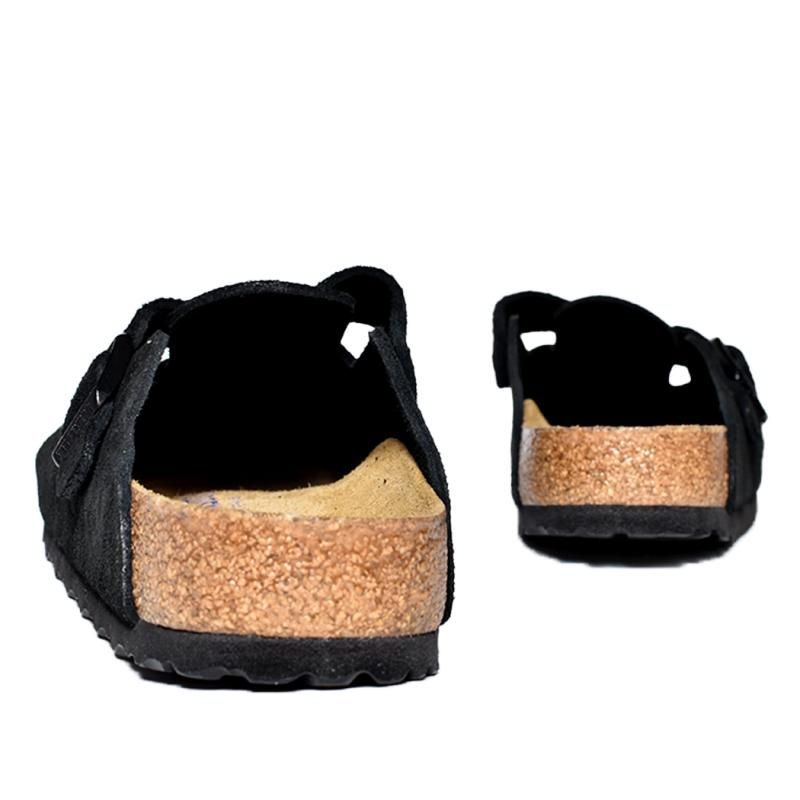 BIRKENSTOCK BOSTON SOFT FOOTBED SUEDE ( REGULAR FIT ) BLACK