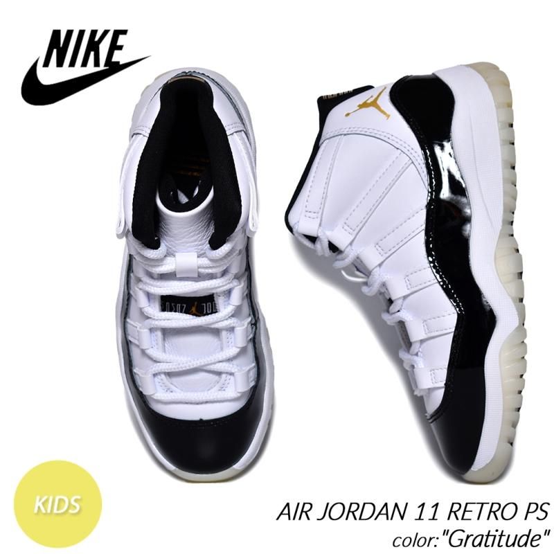 NIKE AIR JORDAN 11 RETRO PS Gratitude ナイキ エア ジョーダン スニーカー ( 白 黒 キッズ シューズ  ジュニア KIDS 378039-170 ) - 海外限定 日本未発売 希少モデル スニーカー ショップ シューズ 大阪 北堀江 プレシャスプレイス【  IMPORT SHOES