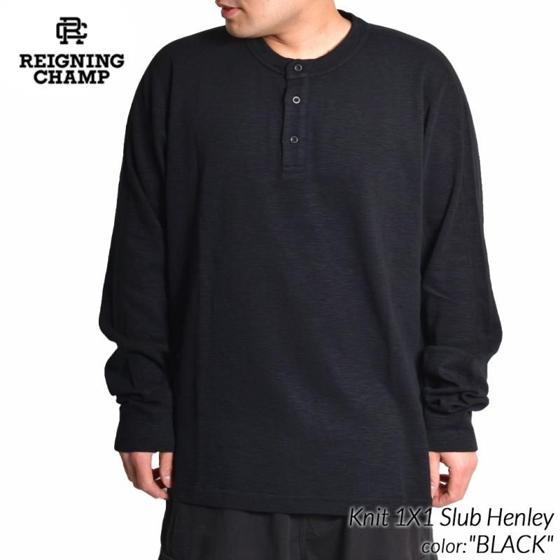 REIGNING CHAMP Knit 1X1 Slub Henley 