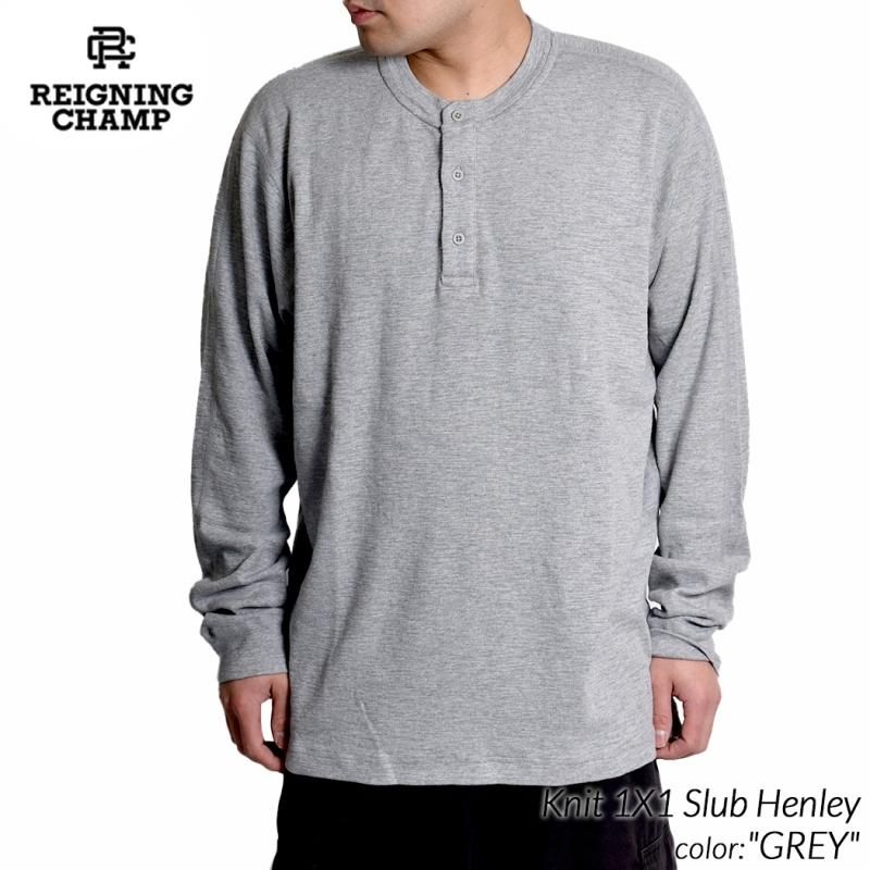 REIGNING CHAMP Knit 1X1 Slub Henley 