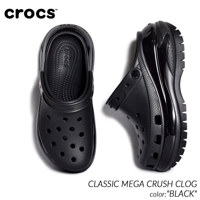 crocs CLASSIC MEGA CRUSH CLOG BLACK クロックス クラシック メガ クラッシュ クロッグ サンダル スライド  レディース 黒 厚底 ブラック 207988-001 - 海外限定 日本未発売 希少モデル スニーカー ショップ シューズ 大阪 北堀江  プレシャスプレイス【 IMPORT SHOES ...