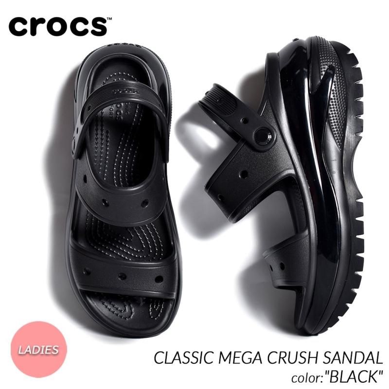 crocs CLASSIC MEGA CRUSH SANDAL BLACK クロックス クラシック メガ クラッシュ サンダル スライド レディース  黒 厚底 ブラック 207989-001 - 海外限定 日本未発売 希少モデル スニーカー ショップ シューズ 大阪 北堀江 プレシャスプレイス【  ...