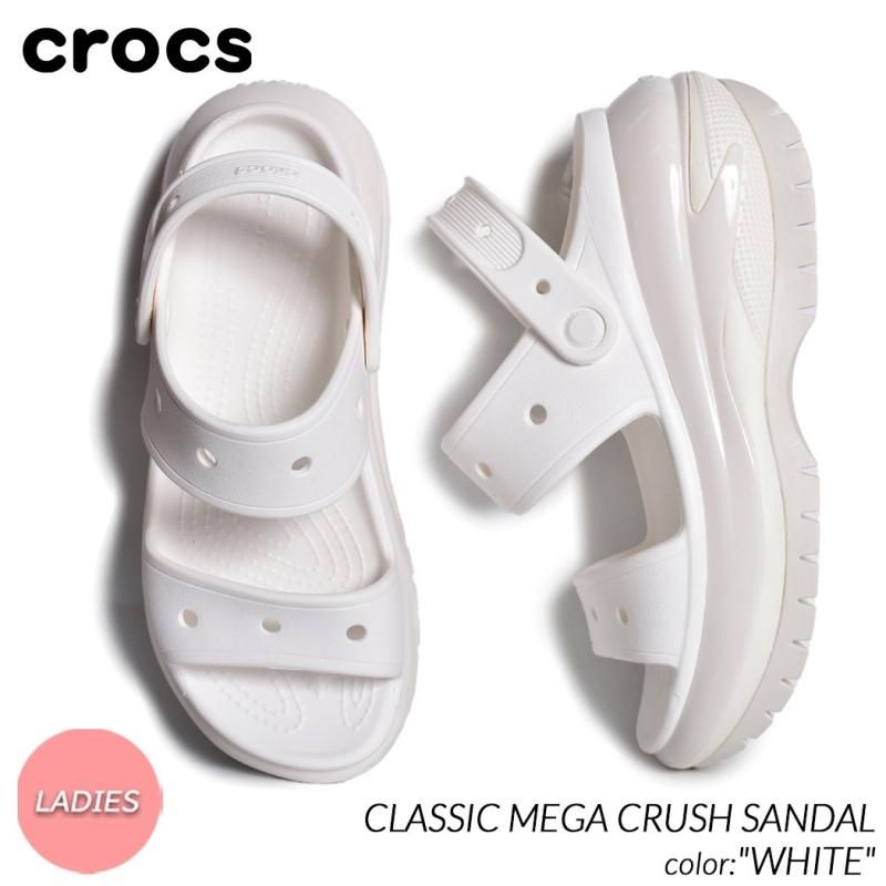 crocs CLASSIC MEGA CRUSH SANDAL WHITE クロックス クラシック メガ クラッシュ サンダル スライド レディース  白 厚底 ホワイト 207989-100 - 海外限定 日本未発売 希少モデル スニーカー ショップ シューズ 大阪 北堀江 プレシャスプレイス【  ...