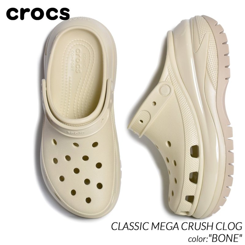 crocs CLASSIC MEGA CRUSH CLOG BONE クロックス クラシック メガ クラッシュ クロッグ サンダル スライド  レディース ボーンBONE 厚底 207988-2Y2 - 海外限定 日本未発売 希少モデル スニーカー ショップ シューズ 大阪 北堀江  プレシャスプレイス【 IMPORT SHOES ...