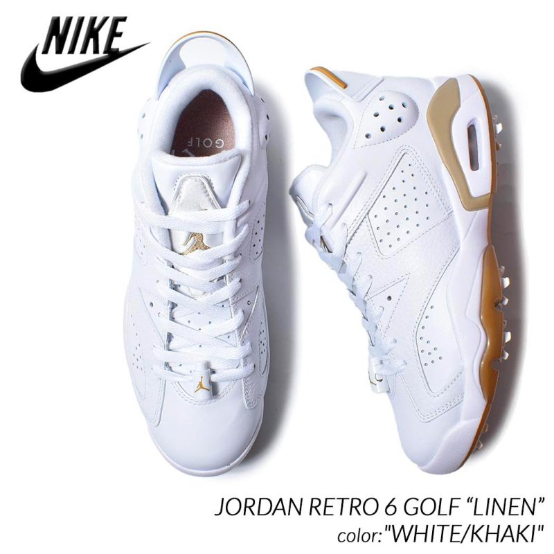 NIKE JORDAN RETRO 6 GOLF “LINEN” WHITE/KHAKI ナイキ エア ジョーダン レトロ ゴルフ スニーカー ( 白  ゴルフシューズ DV1376-100 ) - 海外限定 日本未発売 希少モデル スニーカー ショップ シューズ 大阪 北堀江 プレシャスプレイス【  IMPORT SHOES & CLOTHES