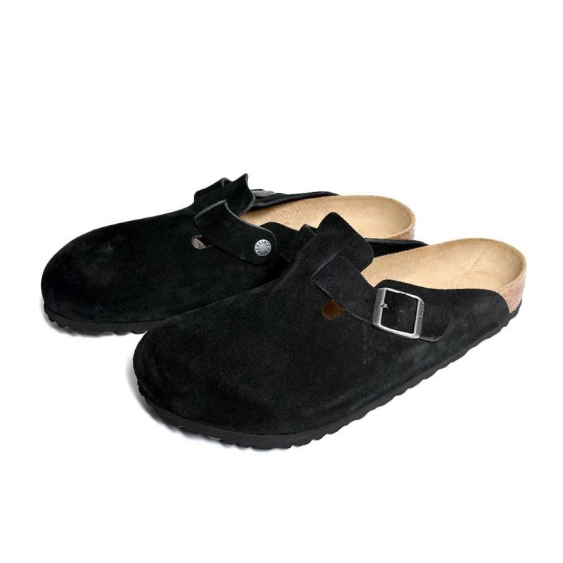 BIRKENSTOCK BOSTON SOFT FOOTBED SUEDE ( REGULAR FIT ) BLACK