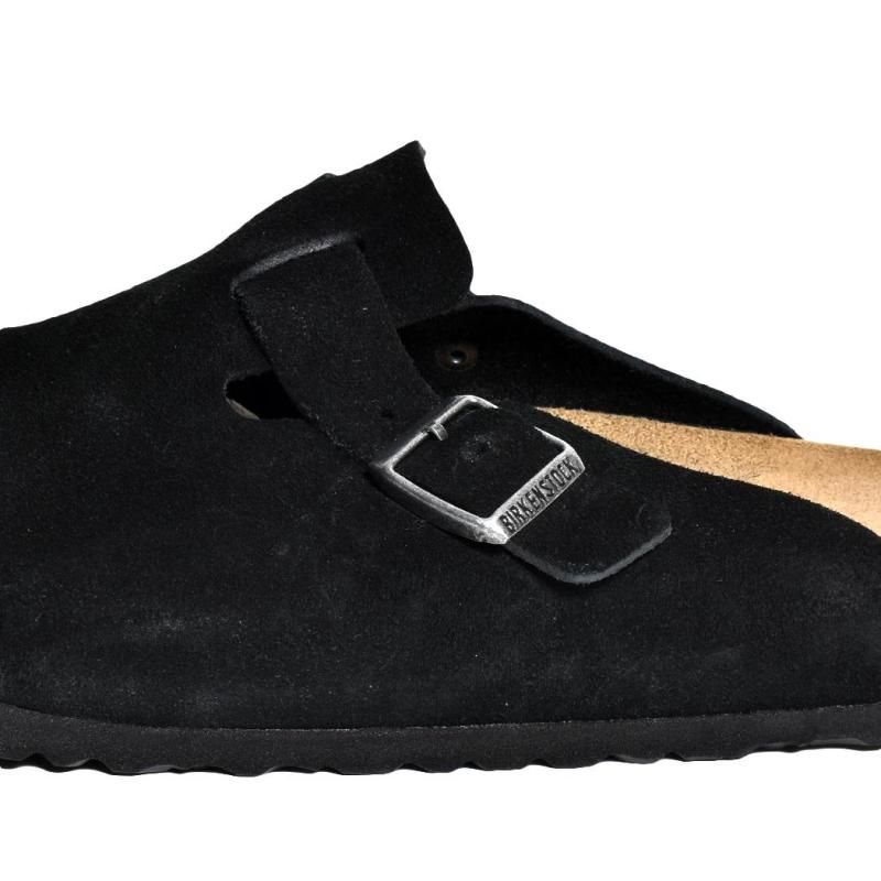 BIRKENSTOCK BOSTON SOFT FOOTBED SUEDE ( REGULAR FIT ) BLACK