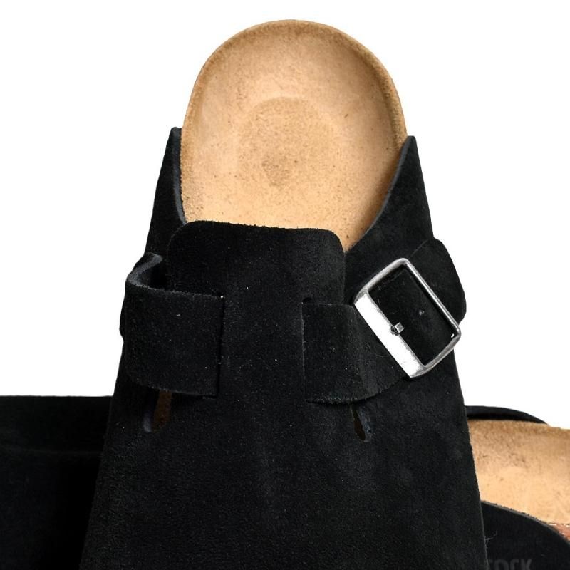 BIRKENSTOCK BOSTON SOFT FOOTBED SUEDE ( REGULAR FIT ) BLACK