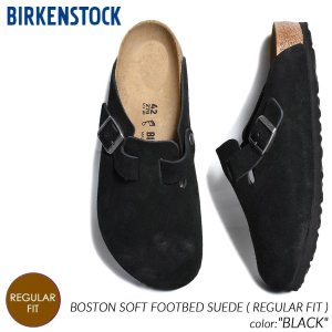 BIRKENSTOCK BOSTON SOFT FOOTBED SUEDE ( REGULAR FIT ) BLACK ӥ륱󥷥ȥå ܥȥ     1027142