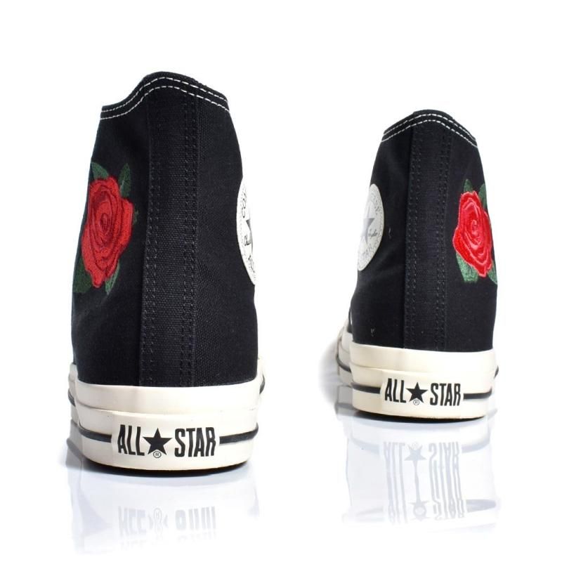 バラ CONVERSE ALL STAR (R) ROSEEMBROIDERY HI BLACK コンバース