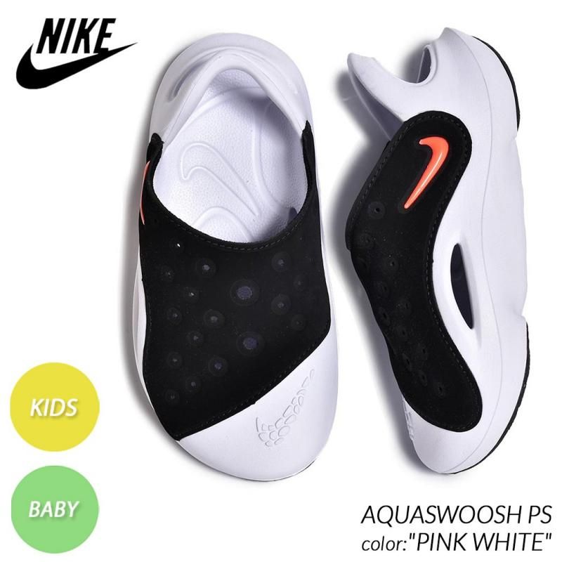 NIKE AQUASWOOSH PS BLACK WHITE SANDAL BABY KIDS FN0876 001 IMPORT SHOES CLOTHES SHOP