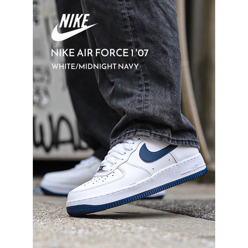 NIKE AIR FORCE 1 07 WHITE MIDNIGHT NAVY FJ4146 104