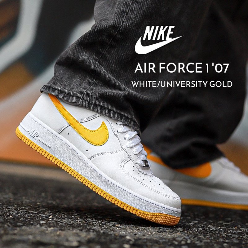 NIKE AIR FORCE 1 07 WHITE UNIVERSITY GOLD FJ4146 105