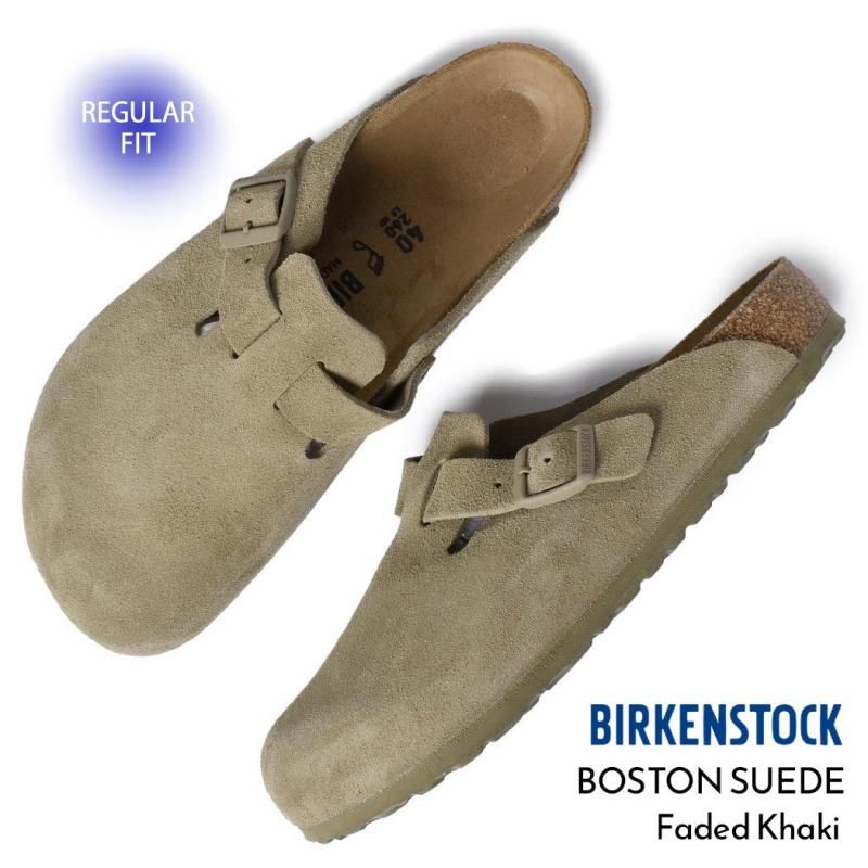 BIRKENSTOCK BOSTON SUEDE ( REGULAR FIT ) Faded Khaki
