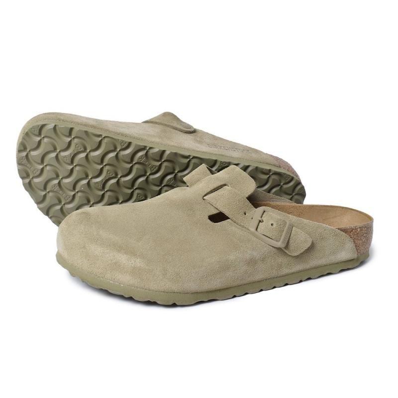 BIRKENSTOCK BOSTON SUEDE ( REGULAR FIT ) Faded Khaki