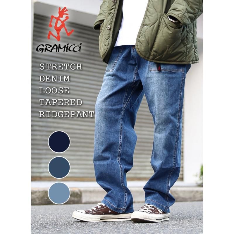 GRAMICCI STRETCH DENIM LOOSE TAPERED RIDGE PANT ߥ ȥåǥ˥ 롼 ơѡ å ѥ ǥ˥  G3FU-P052