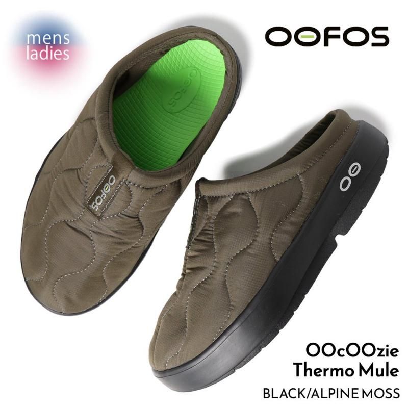 靴 Oofos OOcoozie Thermo Mule moss 27cm OOFOS OOcOOzie Thermo Mule BLACK/ALPINE MOSS ウーフォス