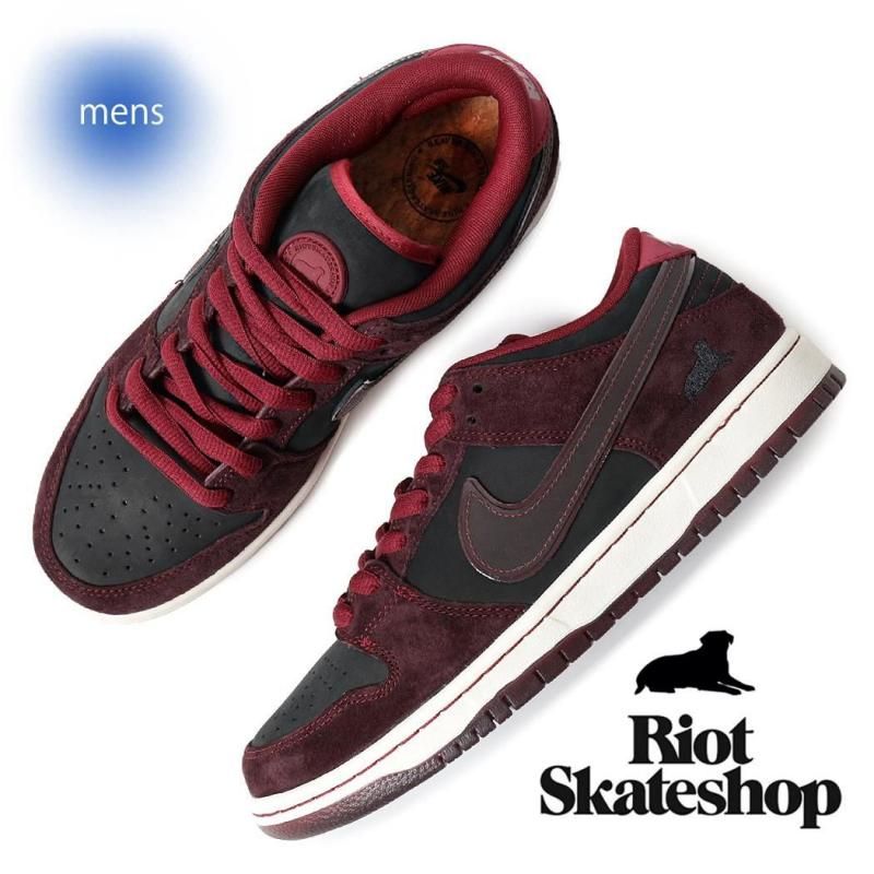 Riot Skateshop × NIKE SB DUNK LOW PRO Mahogany and Team Red ナイキ
