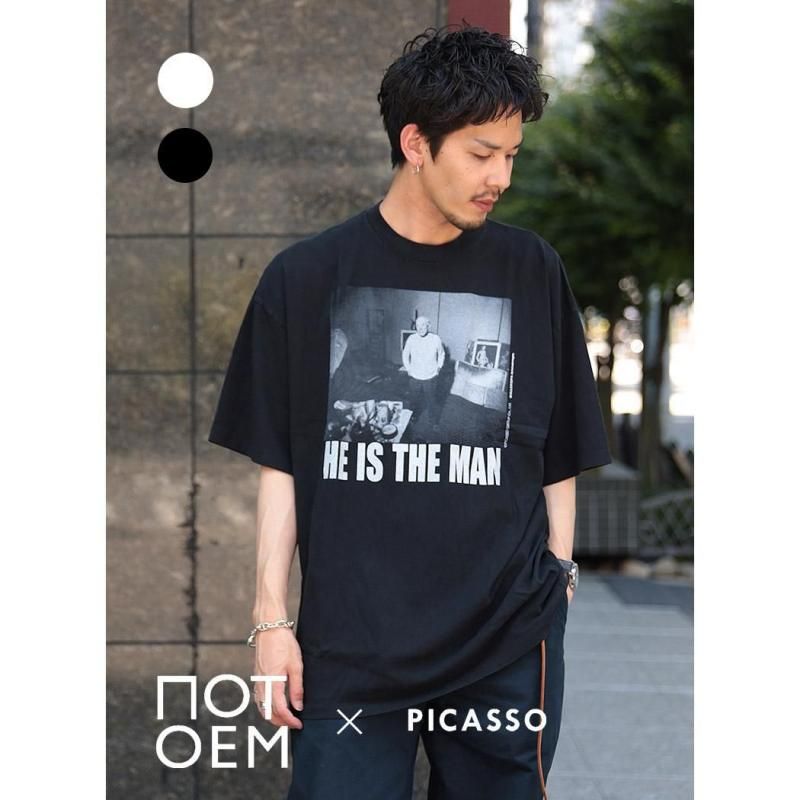 NOT OEM Picasso HE IS THE MAN Tee BLACK WHITE Υå  ԥ T TEE  ǥ  ֥å NOT-16 NOT-15