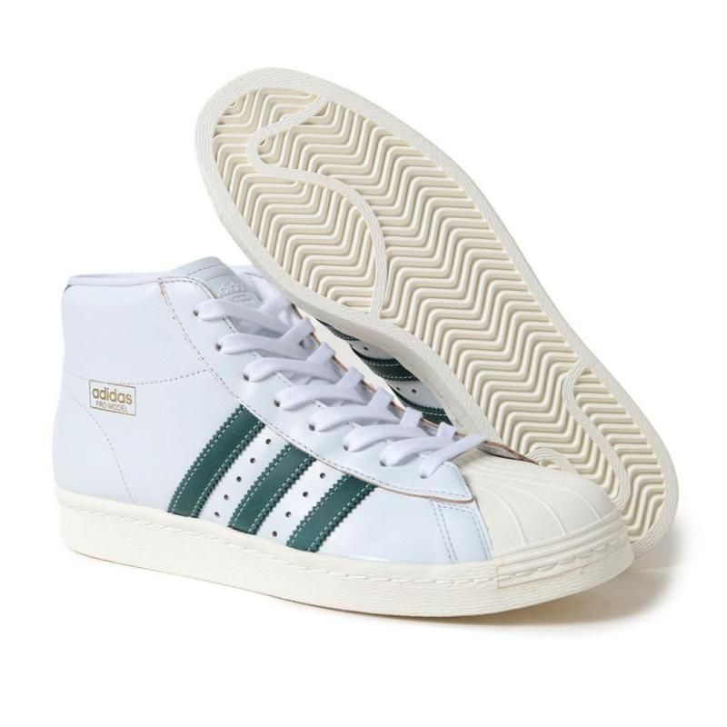 adidas プロモデル ホワイト/グリーン ハイカットスニーカー adidas PRO MODEL 80 ADV CRYSTAL WHITE/COLLEGE GREEN アディダス