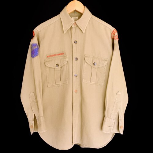 40s ボーイスカウト コットンシャツ チェンジボタン マチ付き - 古着屋DSD アメリカ古着 ヴィンテージ古着の通販